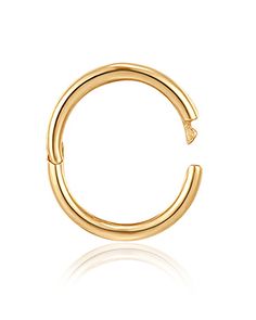 Easy to click on, and easy to pair with any ensemble. These minimalist hoop earrings, whether in shining 14K white gold, or glimmering 14K yellow gold, fit perfectly with both professional and casual wear. Designed with comfort and easy of use in mind, this hoop is crafted with our exclusive clicking mechanism that makes insertion and removal very easy. All products are nickel-free and hypoallergenic. Item sold singly. SPECIFICATIONS Gauge: 18G (1.0mm) Diameter: 6mm, 8mm Material: 14K Yellow Gol Classic Hoop Rings With Spring Ring Clasp, Minimalist 14k Gold Huggie Rings, Minimalist 14k Gold Small Hoop Rings, Minimalist 14k Gold Hoop Rings, Small Hoop Yellow Gold Tarnish Resistant Rings, Small Hoop Yellow Gold Tarnish-resistant Rings, Yellow Gold Small Hoop Tarnish Resistant Rings, 14k Yellow Gold Hoop Septum Ring, Modern Small Hoop Yellow Gold Rings