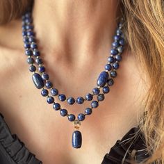 You can wear this unique gemstone jewelry  everyday and it will absolutely add a stylish finishing touch to your look. Beaded statement necklace is suitable for your casual clothes. You can choose this big bold lapis lazuli necklace for your mom, wife or girlfriend as a birthday gift,anniversary gift or Christmas gift.  You can visit my store to see my other necklaces. Don't forget, all of them are made carefully and in limited editions for you and your loved ones. And it is always shipped with Lapis Lazuli Beaded Necklaces For Gift, Single Strand Lapis Lazuli Beaded Necklace As Gift, Elegant Lapis Lazuli Jewelry For Healing, Spiritual Gemstone Beaded Necklaces For Celebration, Spiritual Lapis Lazuli Beaded Necklace Gift, Spiritual Hand-strung Lapis Lazuli Necklaces, Sapphire Beaded Necklaces With Gemstone Beads For Gift, Lapis Lazuli Round Beads Necklace For Gift, Elegant Hand-strung Lapis Lazuli Necklaces