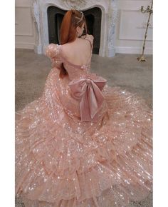 Get 10% off now! Buy gorgeous sparkly pink long prom dress with backless big bow in back at cheap price online. Free stable shipping and pro custom service since 2009. Prom Dresses 2023 Long, Girls Graduation Dresses, Pink Long Prom Dress, Fairy Gown, Wedding Gown Simple Elegant, Wedding Gown Simple, Girl Graduation, Prom Dresses 2023, Ruffle Prom Dress