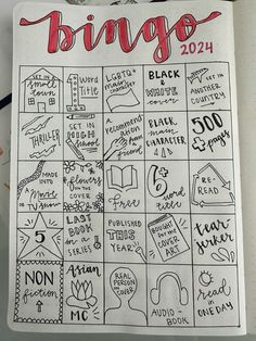 a little reading journal spread i made !!! reading challenge/bingo game Journal Games, Reading Journal Theme Ideas, Book Journal Challenge, 2025 Reading Journal, Reading Journal Themes, Bingo Challenge, Simple Reading Journal Spreads, Reading Journal Challenge, Reading Journal Intro Page