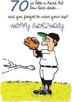 a birthday card with a cartoon baseball player holding a glove