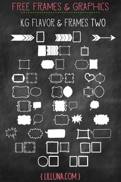 a chalkboard with frames and arrows drawn on it, including the words free frames and graphics