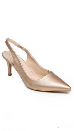 Product Details: Pumps Pointed toe Slingback Mid heel Elastic back strap Heel high approx: 8cm Gold Bridesmaid Shoes, Bridal Party Accessories, Mid Heels Pumps, Bridesmaid Shoes, Bag Icon, Fabulous Shoes