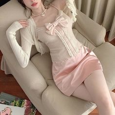 Home 💜 sugarplum · y2k, coquette, egl, cosplay fashion and home decor store 💜 Powered by Storenvy Italy Outfits Spring, Korean Spring Outfits, Satin Cardigan, Pink Satin Skirt, Girls Spring Outfits, Outfits New York, Outfits Nyc, Cardigan Pink, Italy Outfits