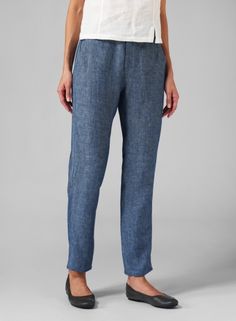 Linen Slim Ankle Pants @vividlinen Fitted Straight Pants With Pull-on Style, Elegant Fitted Ankle-length Jeans, Casual Fitted Ankle-length Pants, Elegant Relaxed Fit Jeans With Pockets, Linen Tapered Leg Pants With Pull-on Style, Classic Cropped Leg Dress Pants, Chic Linen Pull-on Pants, Tailored Ankle-length Casual Bottoms, Tailored Ankle-length Casual Dress Pants