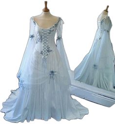 Elven Medieval Dress For Wedding And Festivals, Elven Style Medieval Dress For Wedding Festivals, Elven Style Medieval Wedding Dress For Medieval Festivals, Fairytale Medieval Wedding Dress With Fitted Bodice, Medieval Wedding Dress, Medieval Wedding, Flare Sleeves, Color Swatches, Color Code