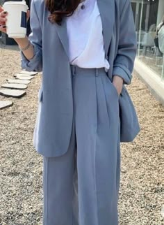 Blazer And Coat Outfit, Formal Attire Outfit, Blue Clothes Aesthetic, Bussines Casual Woman, Western Formals, Korean Casual Outfits, Business Casual Outfits For Women, Everyday Fashion Outfits