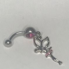 Brand New No Tags Pink Gemstones Fairy Tinker Bell Belly Button Ring 316l Surgical Steel 14g (Lot 15) Silver Fantasy Body Jewelry For Gift, Nickel-free Silver Metal Belly Rings, Sterling Silver Body Jewelry As Gift, Nickel-free Silver Stainless Steel Body Jewelry, Nickel-free Stainless Steel Silver Body Jewelry, Silver Stainless Steel Belly Ring, Silver Stainless Steel Round Belly Ring, Fairy Style Sterling Silver Jewelry, Silver Stainless Steel Body Jewelry