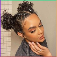 Fabulous Space Bun Hairstyles for Any Season Twisted Space Buns, Bandana Space Buns, Short Curly Hairstyles Space Buns, Hairstyles For Medium Length Hair Space Buns, Space Buns With Tinsel, Spacebuns Hairstyles Curly Hair, Fancy Space Buns, Space Buns With Curly Hair, Rave Spacebuns