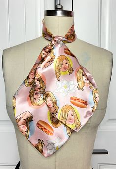 *LIMITED RUN* "Makes Me Want a Hot Dog Real Bad" Turn heads on the dance floor with this groovy 70s-inspired custom printed scarf featuring the legend, the icon, the moment Jennifer Coolidge. - Ready to Ship Features - Custom printed satin fabric - Solid light blue satin lining - Doubles as a head scarf Disco Queen, Jennifer Coolidge, 70s Inspired, Retro 70s, Neck Scarf, Blue Satin, Neck Scarves, Scarf Print, Head Scarf