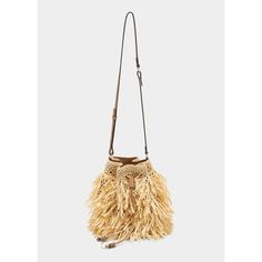 Ulla Johnson "Gigi" bucket bag in fringe straw-like calf leather Flat top handle  Removable, adjustable shoulder strap Drawstring closure  Approx. 9"H x 7.5"W Professional cleaning recommended Imported Chic Travel Bucket Bag With Fringe, Chic Bucket Shoulder Bag With Tassels, Fringe Bucket Bag For Shopping, Summer Bucket Bag With Tassels, Chic Straw Bags With Tassels, Chic Straw Bags With Fringe, Ulla Johnson Dress, Drawstring Bucket Bag, Adjustable Bag