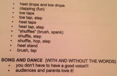 the words are written in black and white on a piece of paper that says, song and dance with and without the words you don't have to have good voice