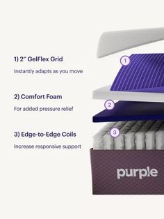 the purple mattress is shown with instructions on how to use it