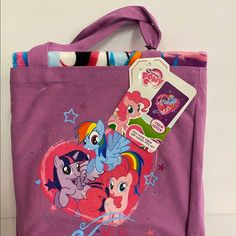 a pink tote bag with my little pony friends on it