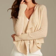 Brand New With Tag. Lightweight Easy-To-Layer Open Draped Cashmere Cardigan. Crafted With Super Soft High Quality 100% Organic Mongolian Cashmere. Non Color Dyed. Open Draped Front Perfect For Layering Extra Long Sleeve For Dramatic Effect. Fitted Around The Arm, But Super Stretchy. Only 179 Grams = 0.4 Lbs Made In Mongolia Dry Clean Only * All Sales And Communication Must Be Done Through Poshmark Only! Thank You. Elegant Cashmere Sweater With Shawl Collar, Elegant Cashmere Cardigan With Shawl Collar, Elegant Cream Cashmere Cardigan, Elegant Cream Cardigan For Layering, Elegant Beige Open Front Sweater, Elegant Cream Outerwear For Layering, Halloween Cardigan, Sherpa Cardigan, Draped Cardigan