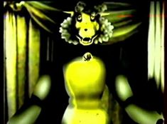 an animated image of a woman in a yellow dress