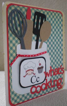 there is a card with some cooking utensils in it