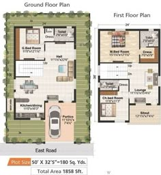 two story house plan with ground floor and first floor, which is the size of an apartment