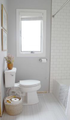 a white toilet sitting next to a window in a bathroom