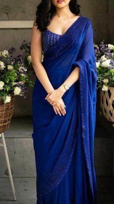 Latest Fancy Sarees, Blue Colour Saree, Dance Reels, Saree Pose, Blouses Designs, Saree Wearing, Sari Design