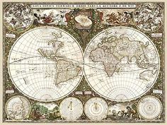 an old world map with all the countries