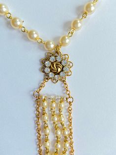 A great classic gift with handmade ladder in pearl and crystal Beaded Necklaces, Necklace Etsy, Pearl Necklace, Gold Necklace, Beaded Necklace, Necklaces, Ships, Crystals, Gold