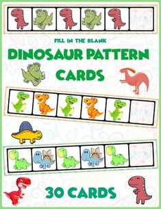 fill in the blank dinosaur pattern cards