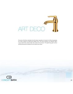 a gold faucet with the word art deco on it's front cover