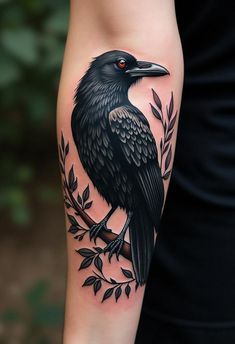 Stunning Raven Tattoos For Bold Ink Lovers Crow And Raven Tattoo, Witchy Back Tattoo, Crow And Raven, Golden Tattoo