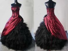 New Burgundy Black Corset Ball Gown Victorian Gothic Bridal Gowns Wedding Dress Gothic Ball Gown, Ball Gowns Victorian, Burgundy Ball Gown, Gothic Wedding Dresses, Corset Ball Gowns, Gothic Wedding Dress, Gothic Wedding, Black Wedding Dresses, Victorian Gothic