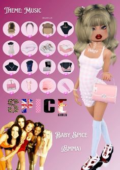 an image of a barbie doll with many different outfits and accessories on it's body