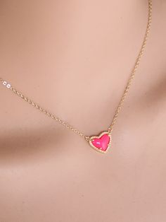 Hot Pink Jewelry, Pink Heart Pendant, Pink Heart Necklace, Shopping Wishlist, Sparkly Necklace, Women Pendant, Pink Sparkly, Pink Jewelry, Pink Necklace