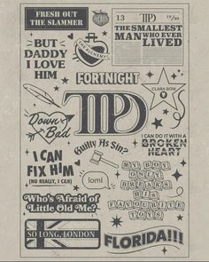 an old newspaper advertisement with different types of lettering