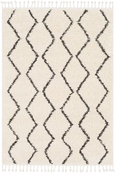 a white rug with black lines on it