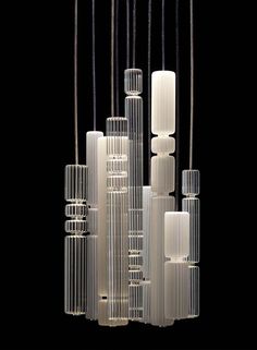 a large chandelier made out of glass tubes