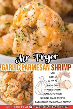 Air Fryer Parmesan Shrimp, Garlic Parmesan Shrimp, Shrimp Parmesan, Air Fryer Garlic, Air Fryer Fish, Air Fried Food, Air Fryer Oven Recipes, Air Fry Recipes, Shrimp Recipes For Dinner