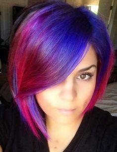 Funky Colored Short Hair, Purple To Pink Ombre Hair Short, Grey Balayage, Pink And Purple Hair, Funky Hair Colors, Blonde Ombre Hair, Edgy Hair Color, Wild Hair Color, Pink Ombre Hair