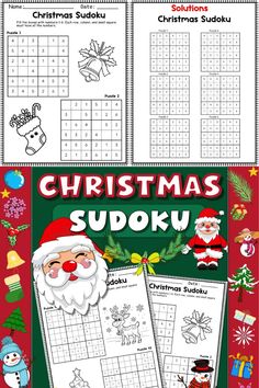 Get into the holiday spirit with these fun and festive Christmas Sudoku Puzzles! Perfect for classroom use, these worksheets include both 6x6 and 9x9 Sudoku grids with difficulty levels ranging from easy to challenging, making them ideal for a variety of ages and skill levels.

Each puzzle includes Christmas-themed elements that can be colored in after solving, adding a creative twist that students will love. Whether used as a math activity, Christmas Activities for Classrooms, or as a fun after-school project , these worksheets bring learning and holiday cheer together in one fun package. Holiday Math, Holiday Lessons, Sudoku Puzzles, Number Puzzles, Math Activity, School Project, Christmas Activities