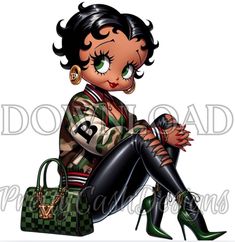 Betty Boop Tumbler, Betty Boop Svg, Character Tattoos, Brown Betty, Cartoon Character Tattoos, Smart Bed, Black Betty Boop, Black Couple Art, Betty Boop Art