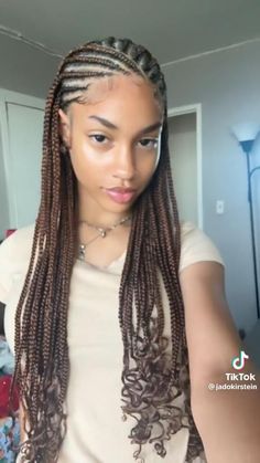 Cornrows Boho Braids For Black Women, Cute Braids For Mixed Women, Beach Braids Black Women Summer, Straight Back Box Braids, Knotless Braided Ponytail, Cornrows Into Box Braids, Cornrows Extensions Braids, Fulani Braids With Curled Ends, Cornrows With Leave Out