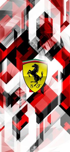 the ferrari logo is shown on an abstract background