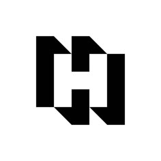 the letter h is made up of black and white letters, which appear to be overlapping