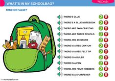 a back to school backpack with the words what's in my schoolbag?