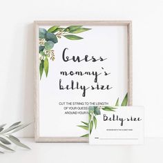 Eucalyptus baby shower activities printable by LittleSizzle Guess Mommys Belly Size, Wedding Shower Activities, Baby Shower Guessing Game, Baby Food Game, Virtual Baby Shower Games, Mommy Belly, Baby Sprinkle Invitations, Food Game, Sprinkle Invitations