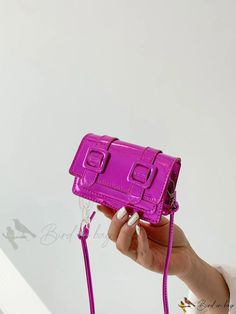 Bird in Bag - Metallic Funky Decorative Bag Buckle Purple Rectangular Bags With Adjustable Handle, Pink Rectangular Satchel With Hasp Closure, Trendy Shoulder Satchel With Buckle Closure, Trendy Satchel With Adjustable Strap As Gift, Trendy Crossbody Satchel With Buckle Closure, Trendy Rectangular Shoulder Bag With Buckle Closure, Trendy Rectangular Satchel With Buckle Closure, Trendy Pink Bag With Hasp Closure, Trendy Purple Pouch Satchel