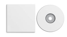 a blank dvd case and disc on a white background