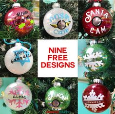 christmas ornaments with the words diy personalized glitter ornaments