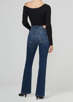 70s Look, High Rise Bootcut Jeans, Bootcut Jean, Citizens Of Humanity Jeans, Boot Cut Denim, Citizens Of Humanity, Premium Denim, High Rise Jeans, White Skirts