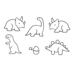 dinosaur cut outs are shown in the shape of an egg and two small dinosaurs, one with