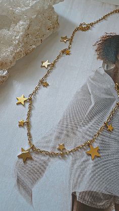 15 inch on shortest and 18 inch at longest length 18k Rich Gold Plated Stainless Steel Filled Water-resistant Tarnish Free Safe to wear in the shower Hypoallergenic for my sensitive skin girls. Gold Star Necklace, Forever Necklace, Mood Jewelry, Star Necklace Gold, Jewelry Board, Five Pointed Star, Jewelry Boards, Beach Collection, Pretty Jewelry